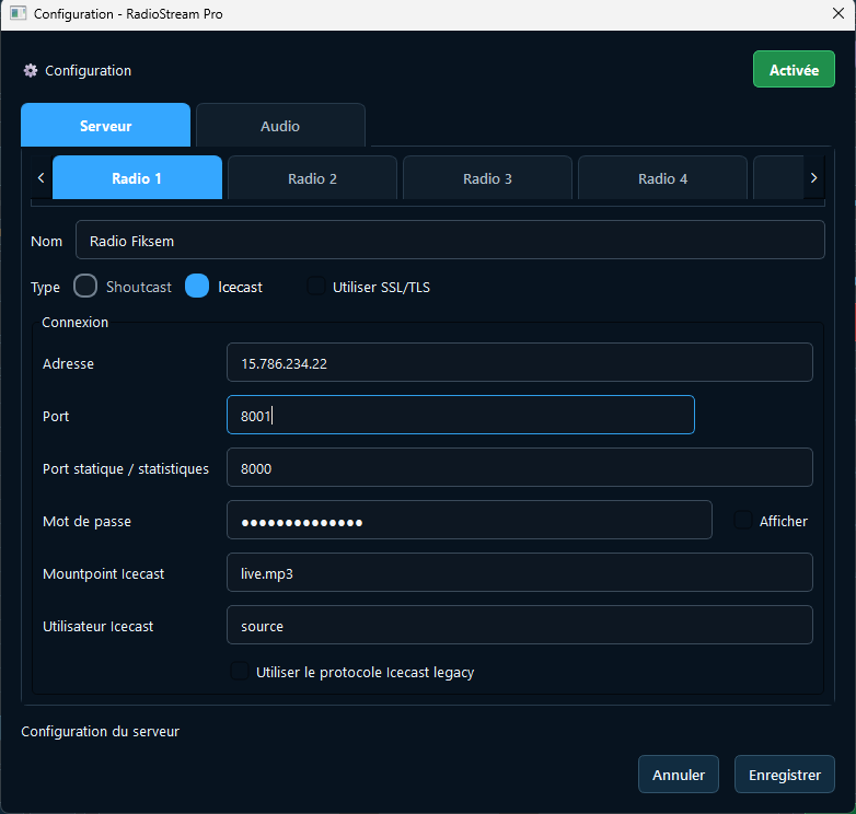 Fiksem Broadcast Studio Icecast Server Configuration
